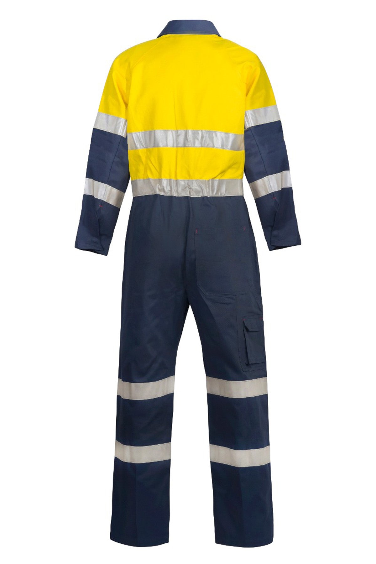 Workcraft WC3056L Mens Hi Vis Cotton Drill Reflective Industrial Laundry Coveralls Long in Orange/Navy, Yellow/Navy