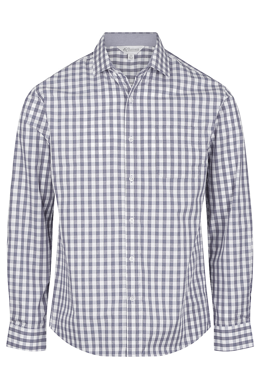 CHARCOAL/SILVER - Devonport Mens Shirt Long Sleeve