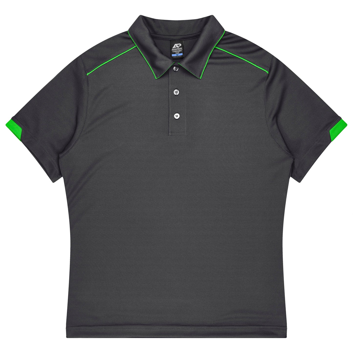 SLATE/HI VIZ GREEN - Currumbin Kids Polos