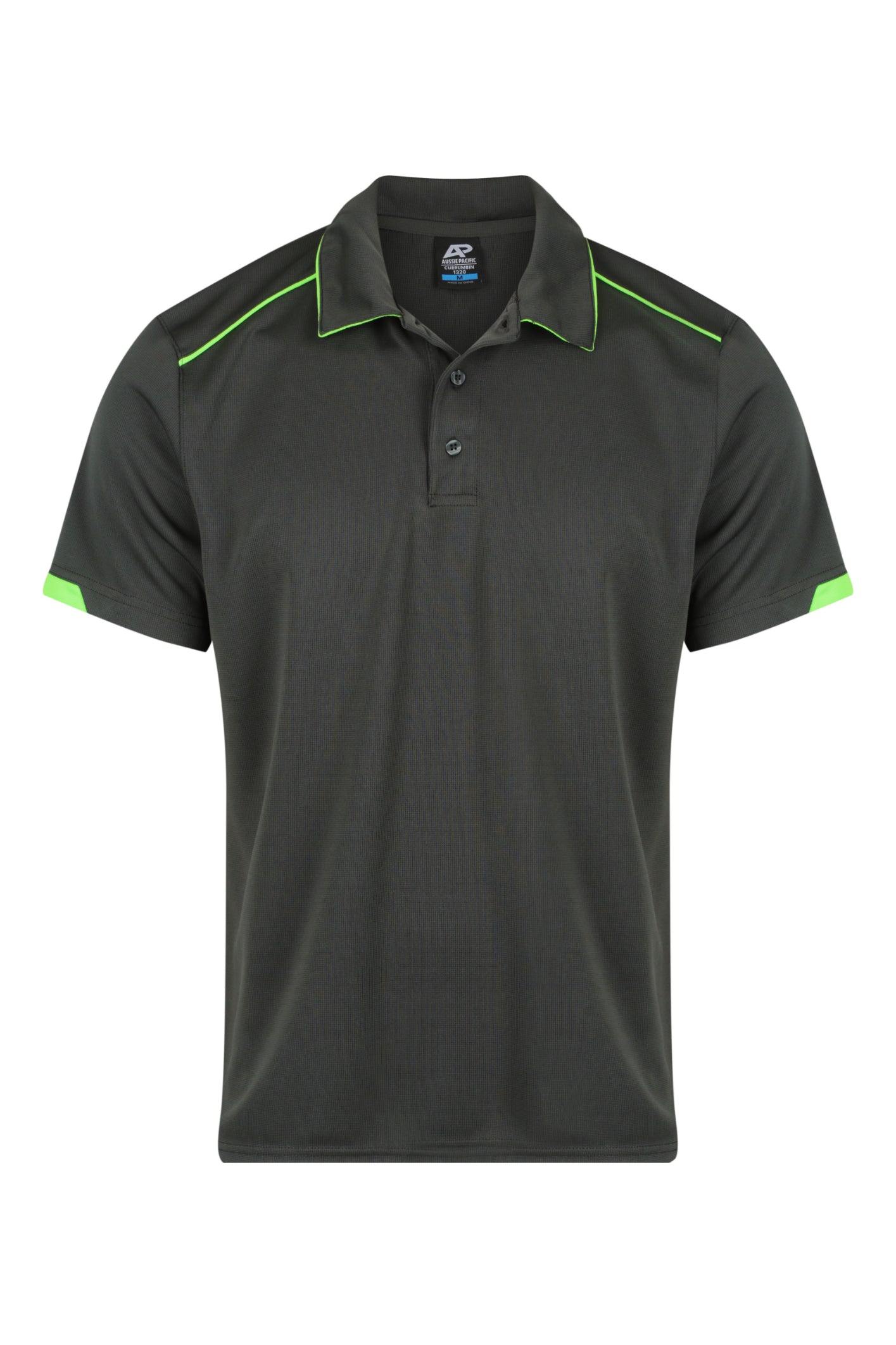 SLATE/HI VIZ GREEN - Currumbin Mens Polos