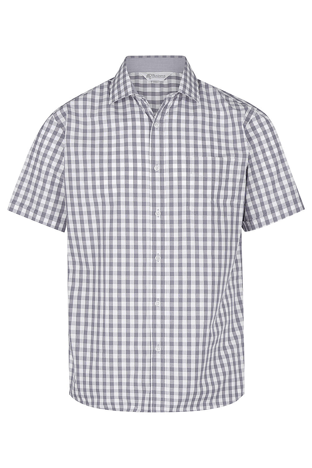 CHARCOAL/SILVER - Devonport Mens Shirt Short Sleeve
