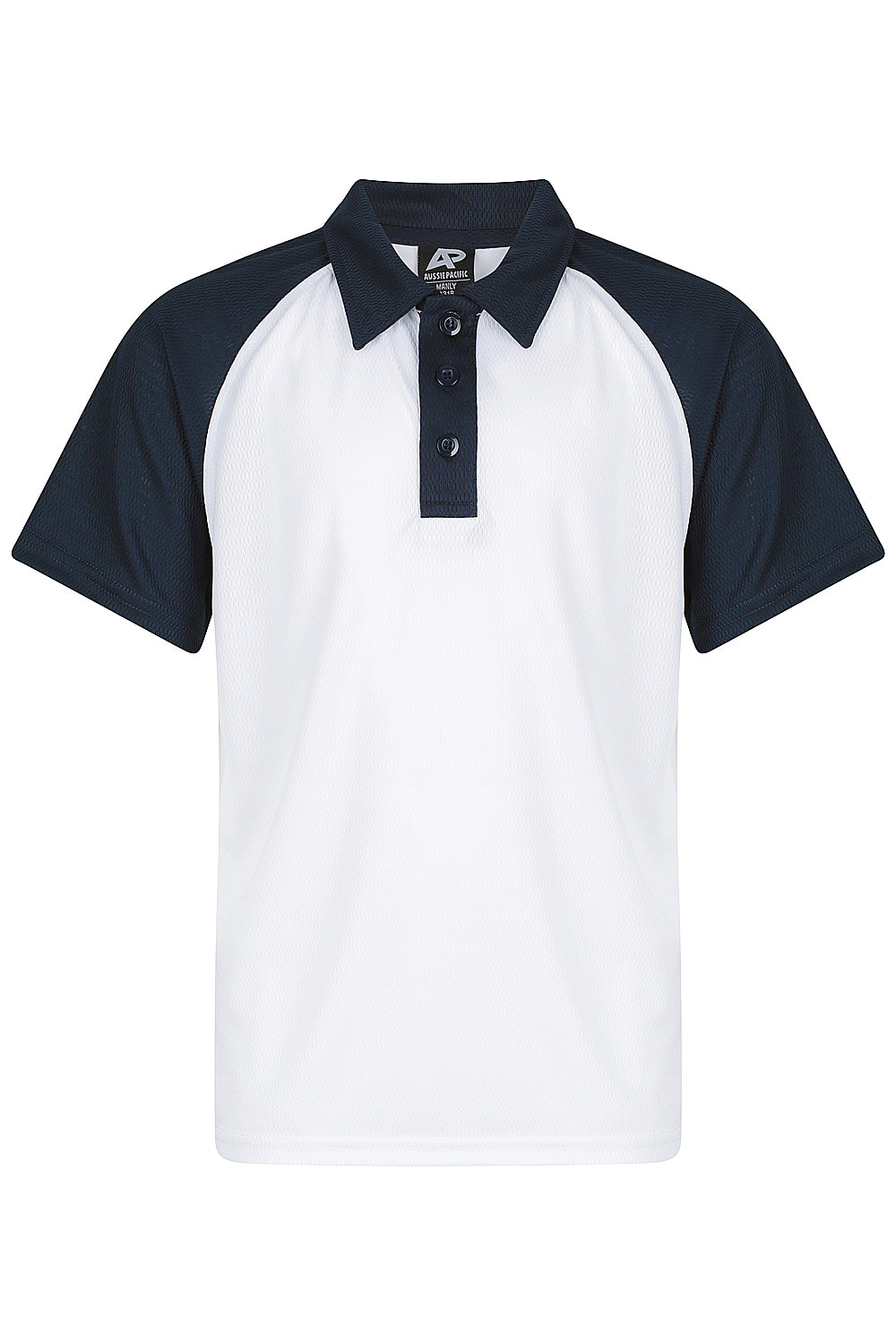 WHITE/NAVY - Manly Kids Polos