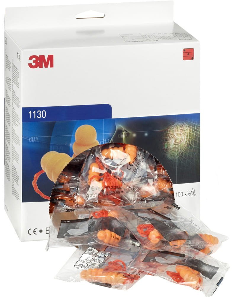 3M AUST 3M1130 Ear Plug Disposable Soft Foam Corded SLC80 22dB Class 4 Box of 100 Pairs