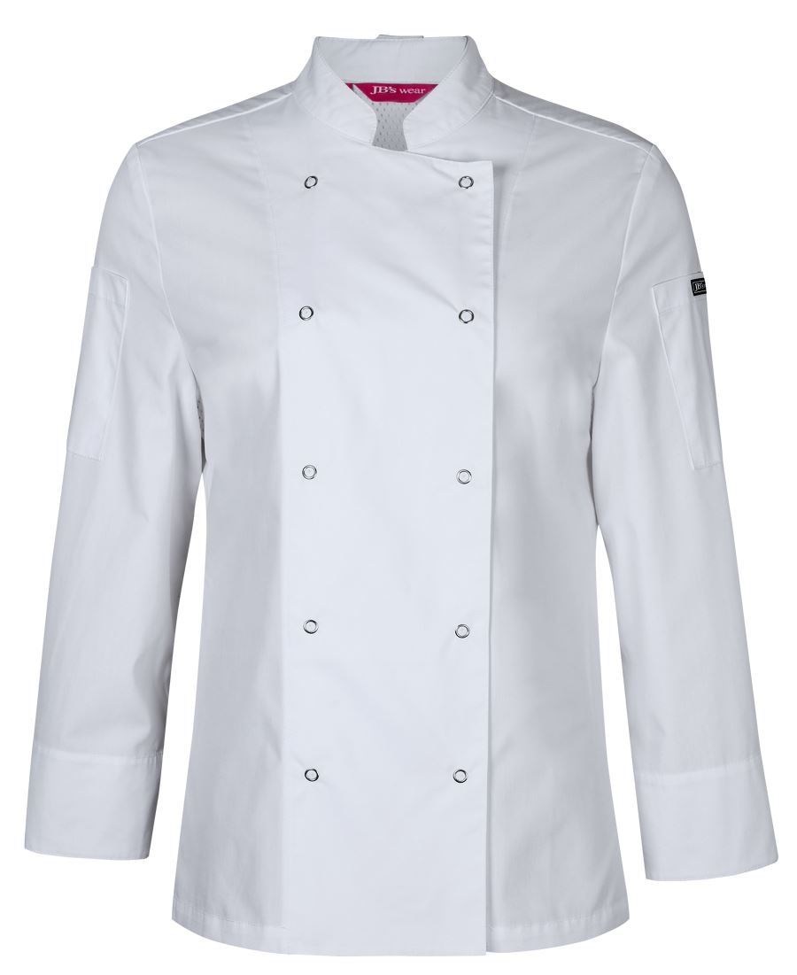JB's Ladies L/S Snap Button Chefs Jacket Black