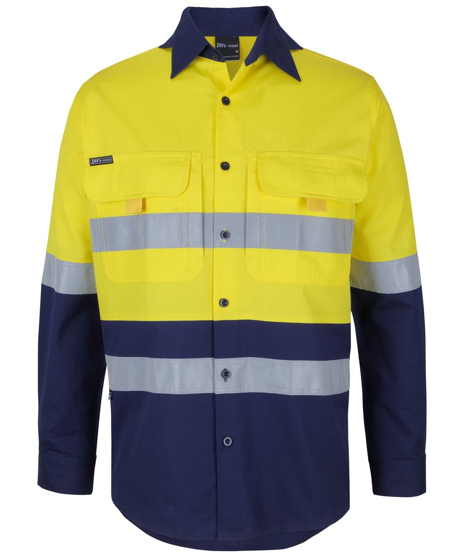 JB's Hv (D+N) L/S Ripstop Fishing Shirt Orange/Navy