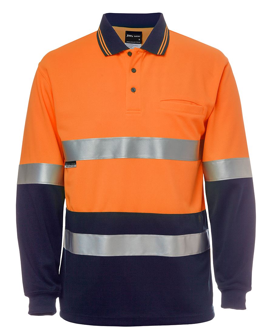 JB's Hv L/S (D+N) Cotton Back Polo Lime/Nvy