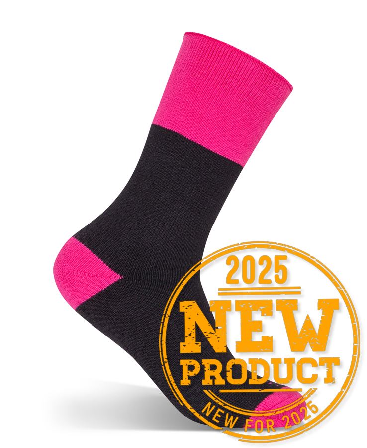 JB's Ladies Work Sock 3 Pack Black/Mix Pink - 5-8