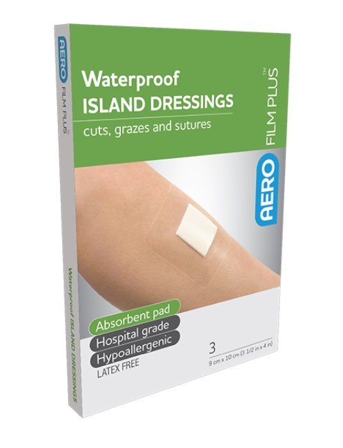 AERO HEALTHCARE AFPW0093 Aerofilm Plus Waterproof Island Dressing 9cm x 10cm Pack of 3