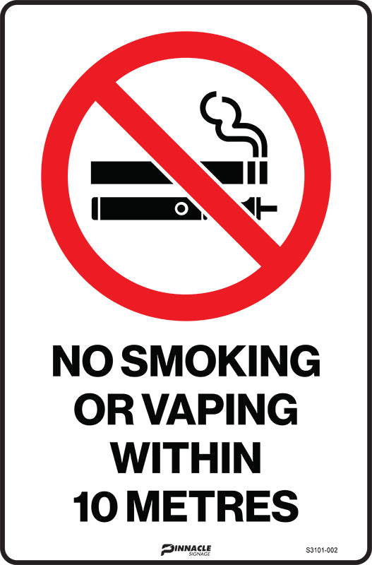 Max Global Products S3101 No Smoking Or Vaping Within 10m Sign