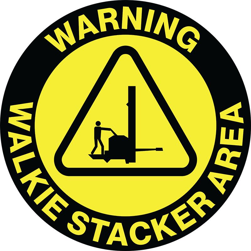 Max Global Products F1191-046 Floor Graphics, , Anti-Slip, Warning Walkie Stacker Area, Round Sign
