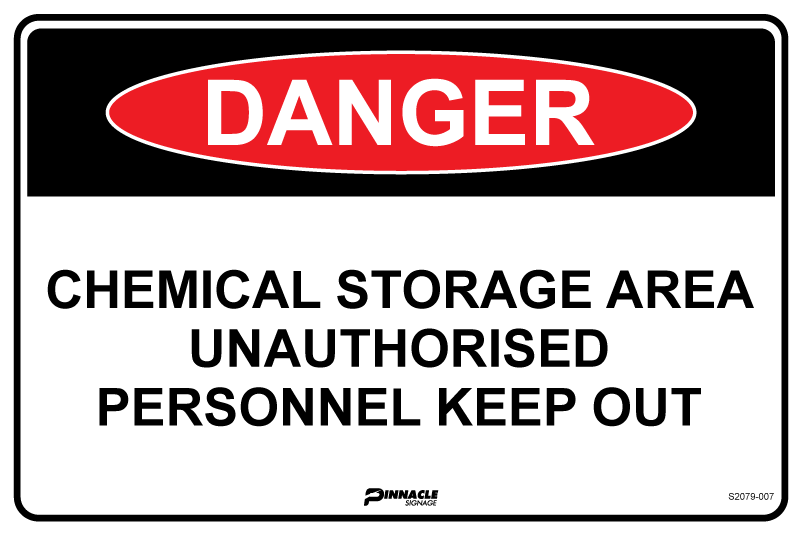 Max Global Products S2079 Danger Chemical Storage Area Unauthorised Personnel Keep Out Sign