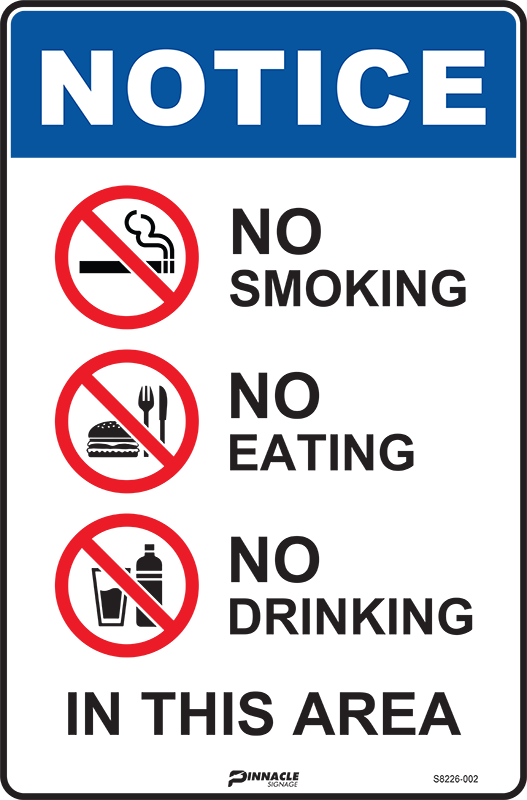 Max Global Products S8226 Notice No Smoking, Notice No Eating, Notice No Drinking In... Sign
