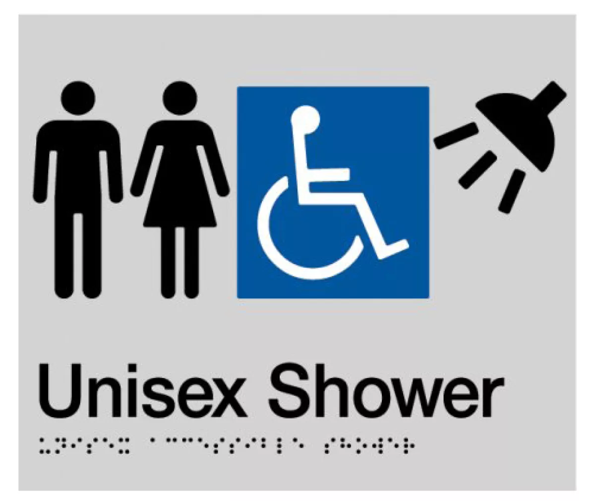 Max Global Products BS033 Sign, Unisex Wheelchair Accessible Shower, , Blue/White PVC