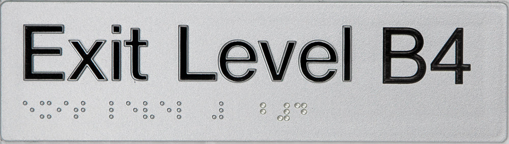 Max Global Products BS071 Sign, Exit Level Basement 4, , Silver/Black PVC
