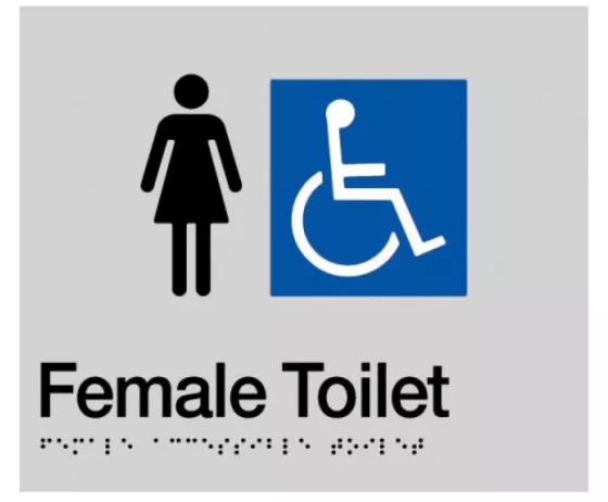 Max Global Products BS007 Sign, Female Wheelchair Accessible Toilet, , Blue/White PVC