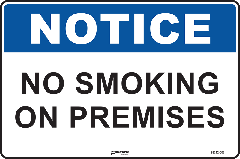Max Global Products S8212 Notice No Smoking On Premises Sign