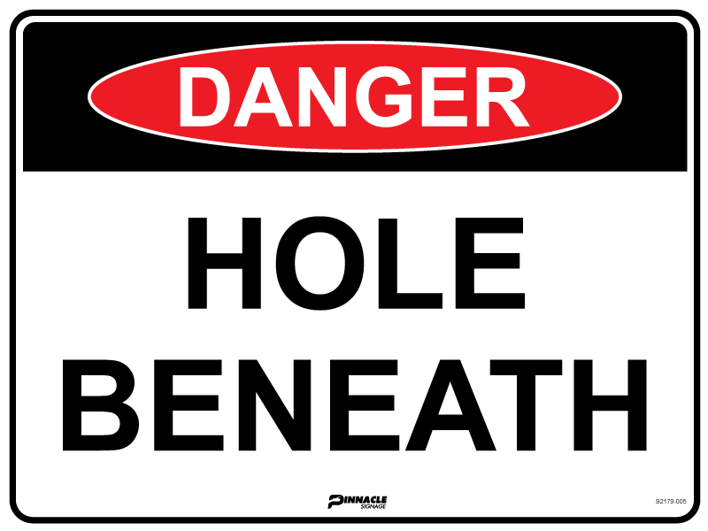 Max Global Products S2179 Danger Hole Beneath Sign