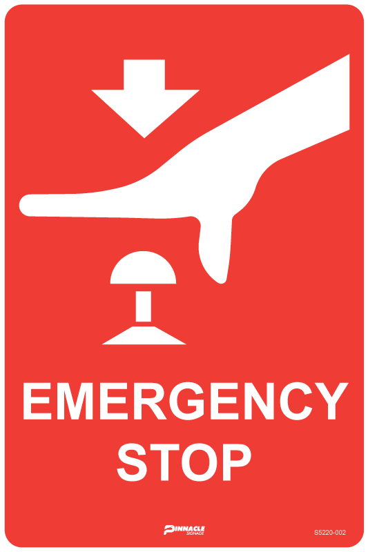 Max Global Products S5220 Emergency Stop (With Picto) Sign