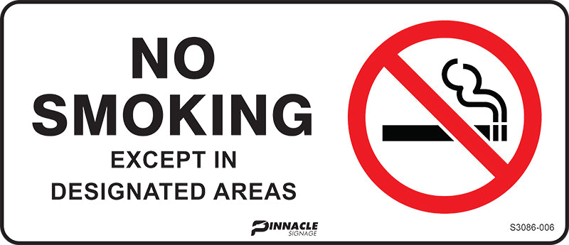 Max Global Products S3086 No Smoking Except In Designated Areas