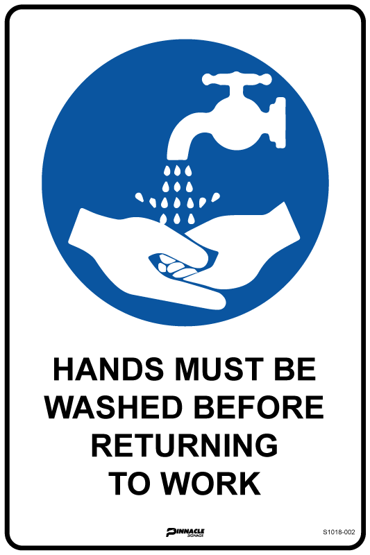 Max Global Products S1018 Hands Must Be Washed Before Returning To Work Sign