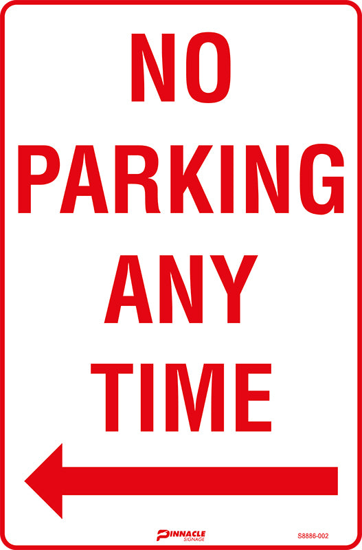 Max Global Products S8886 No Parking Any Time, Left Arrow Sign