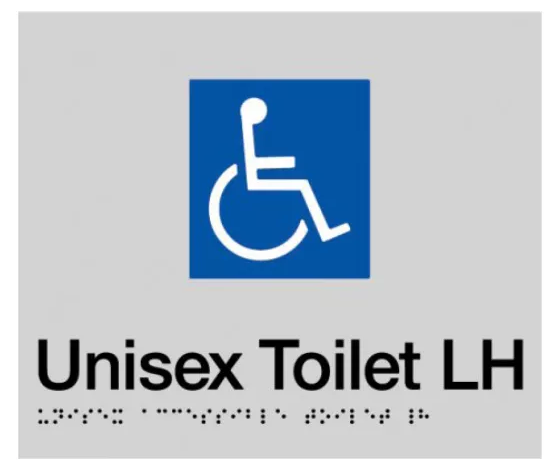 Max Global Products BS014 Sign, Unisex Disabled Toilet Left Hand, , Blue/White PVC