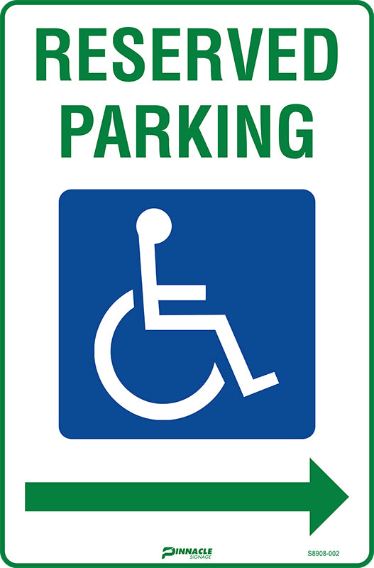 Max Global Products S8908 Reserved Parking (Disabled Picto), Right Arrow Sign