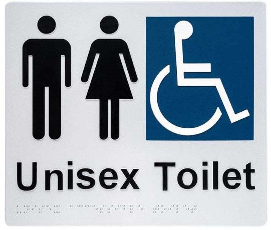 Max Global Products BS010 Sign, Unisex Wheelchair Accessible Toilet, , Blue/White PVC