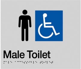 Max Global Products BS004 Sign, Male Wheelchair Accessible Toilet, , Blue/White PVC