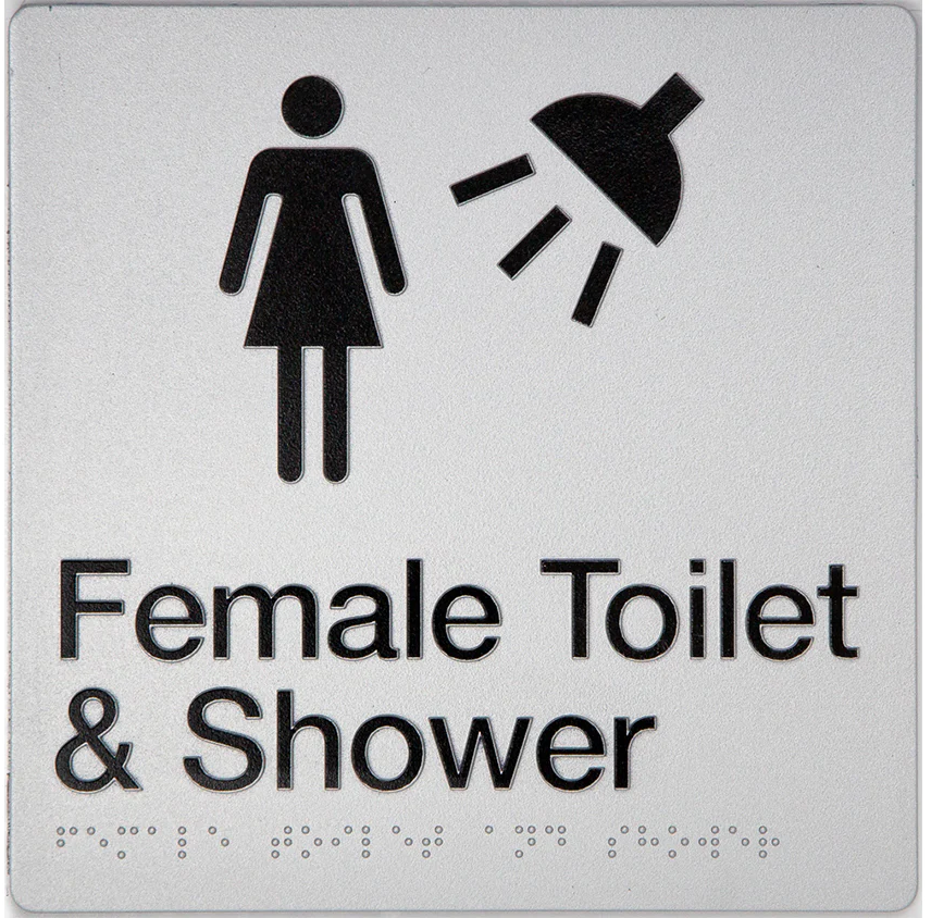 Max Global Products BS019 Sign, Female Toilet & Shower, , Blue/White PVC