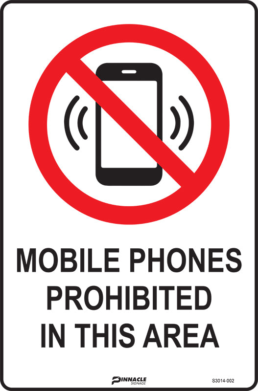 Max Global Products S3014 Mobile Phones Prohibited In This Area Sign