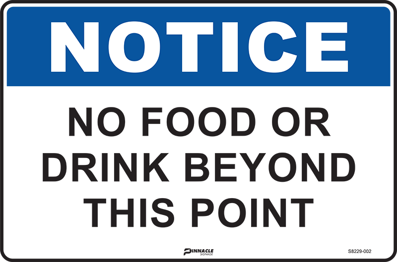 Max Global Products S8229 Notice No Food Or Drink Beyond This Point Sign