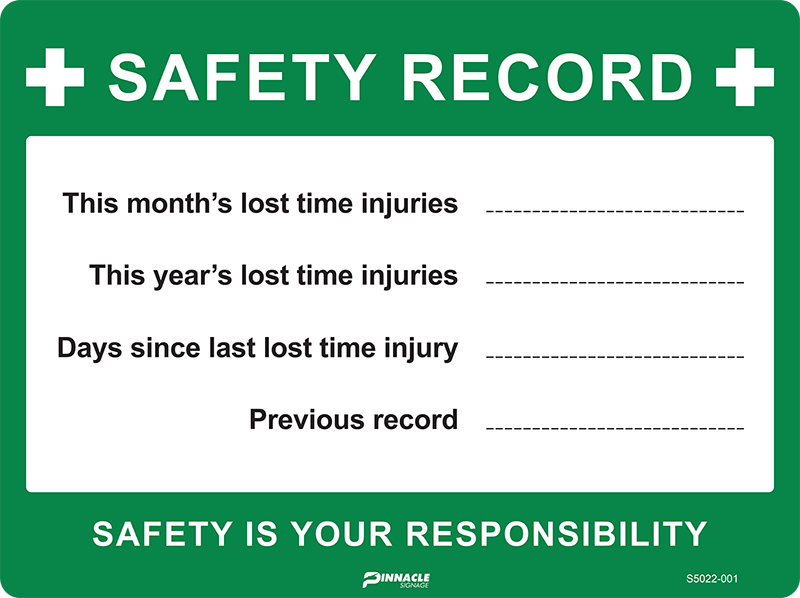Max Global Products S5022 Safety Record Board Sign