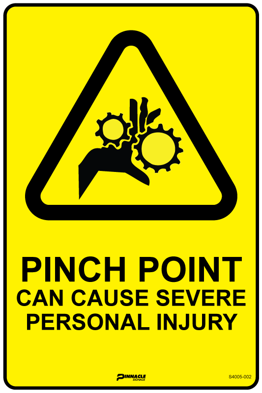 Max Global Products S4005 Pinch Point Can Cause Severe Personal Injury Sign