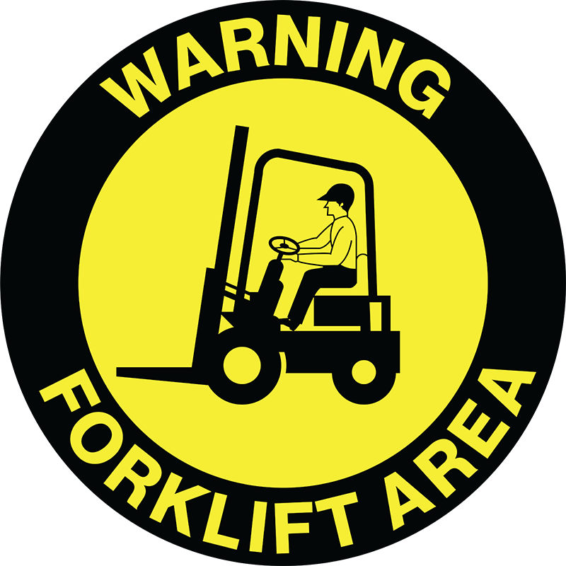 Max Global Products F1151-046 Floor Graphics, , Anti-Slip, Warning Forklift Area, Round Sign
