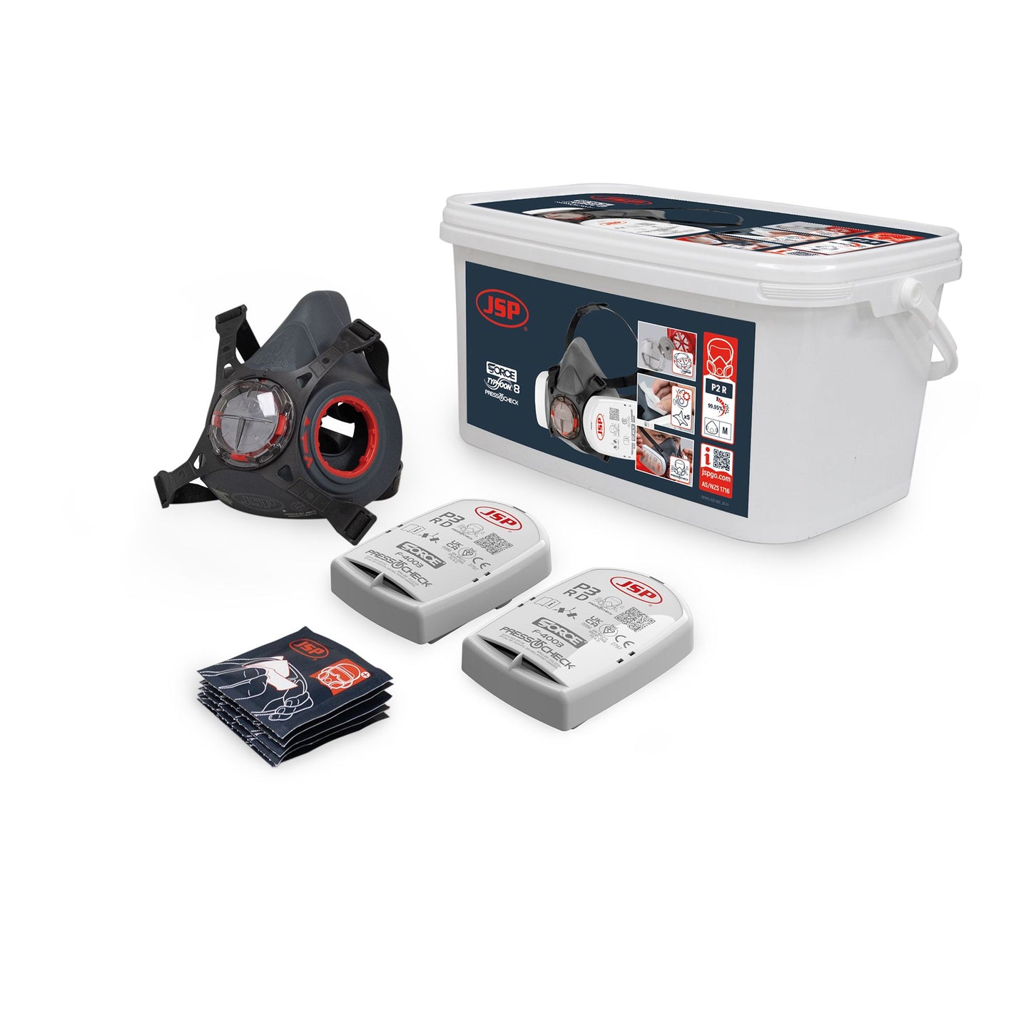 JSP Safety Force Typhoon 8 Half Mask Respirator Asbestos/Silica/Dust Kit With P2 Filters
