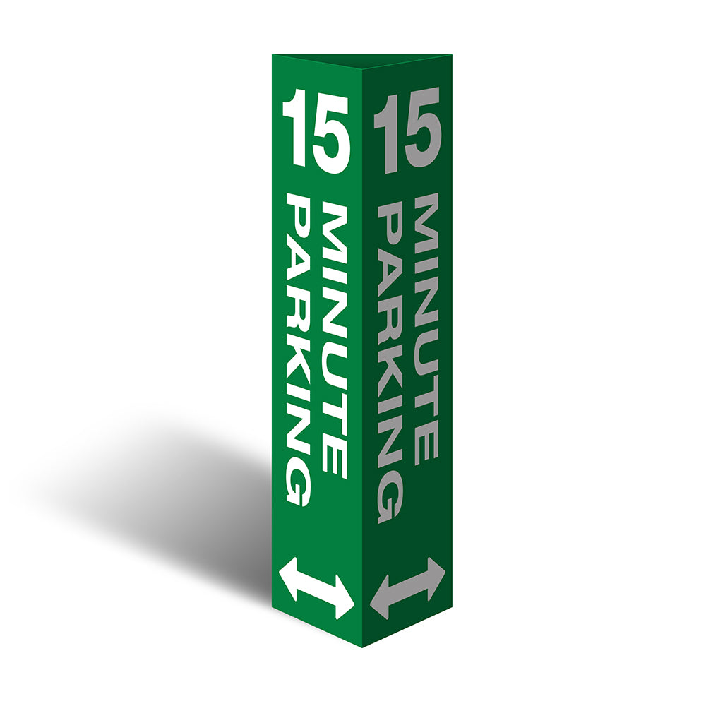 Max Global Products CBC1017 Three Sided Bollard Cover Surround, 15 Minute Parking (Dual Arrows)