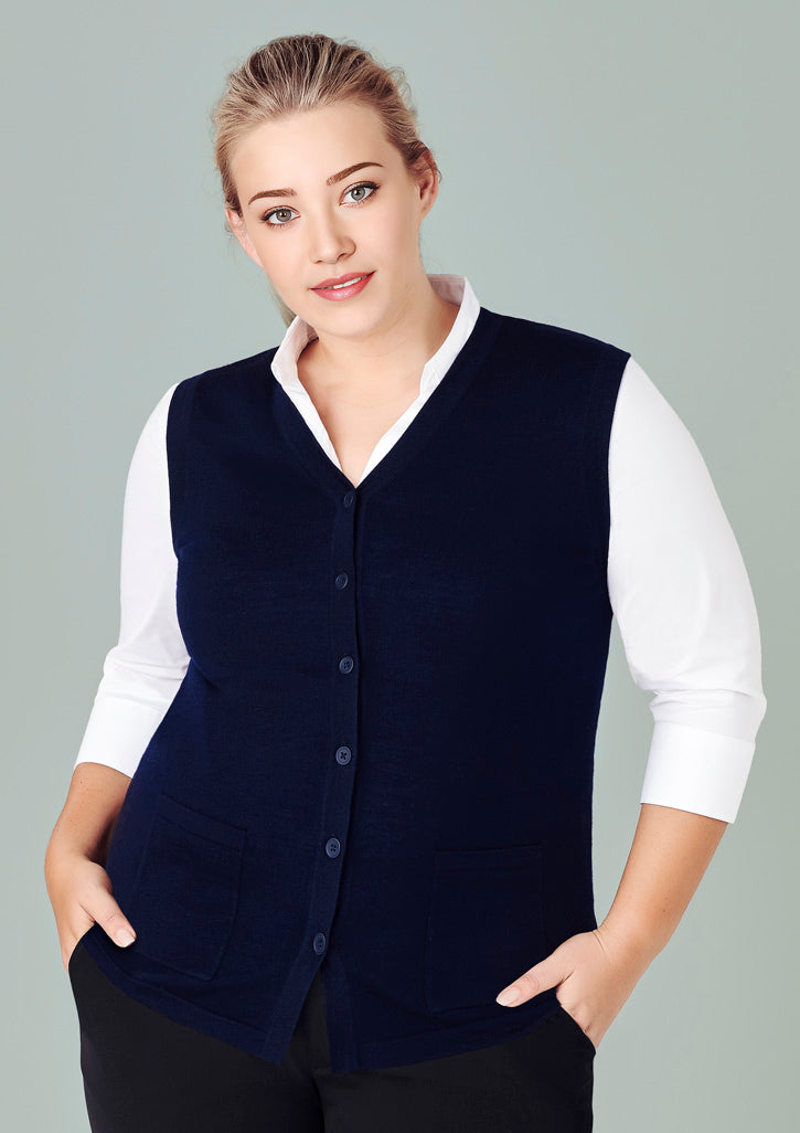 BizCare CK961LV Womens Button Front Knit Vest