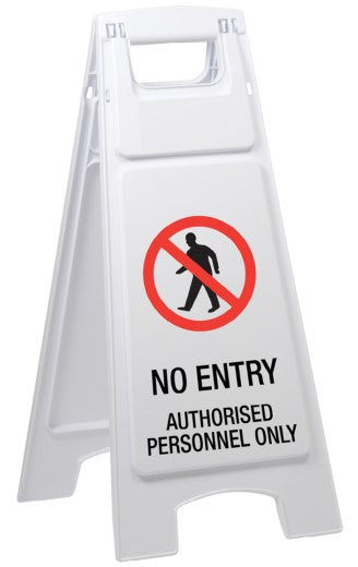 Max Global Products CS1029 Plastic Sign Stand, , No Entry Authorised Personnel Only