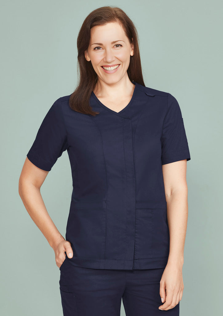 BizCare CST240LS Womens Parks Zip Front Crossover Scrub Top