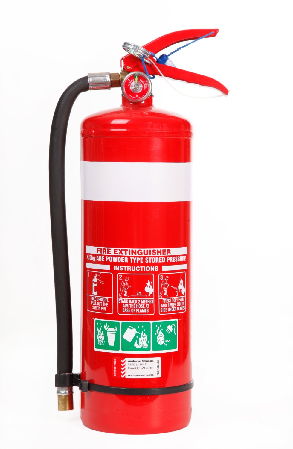 FIRE WORLD FE45 Dry Chemical ABE Fire Extinguisher, 4.5kg