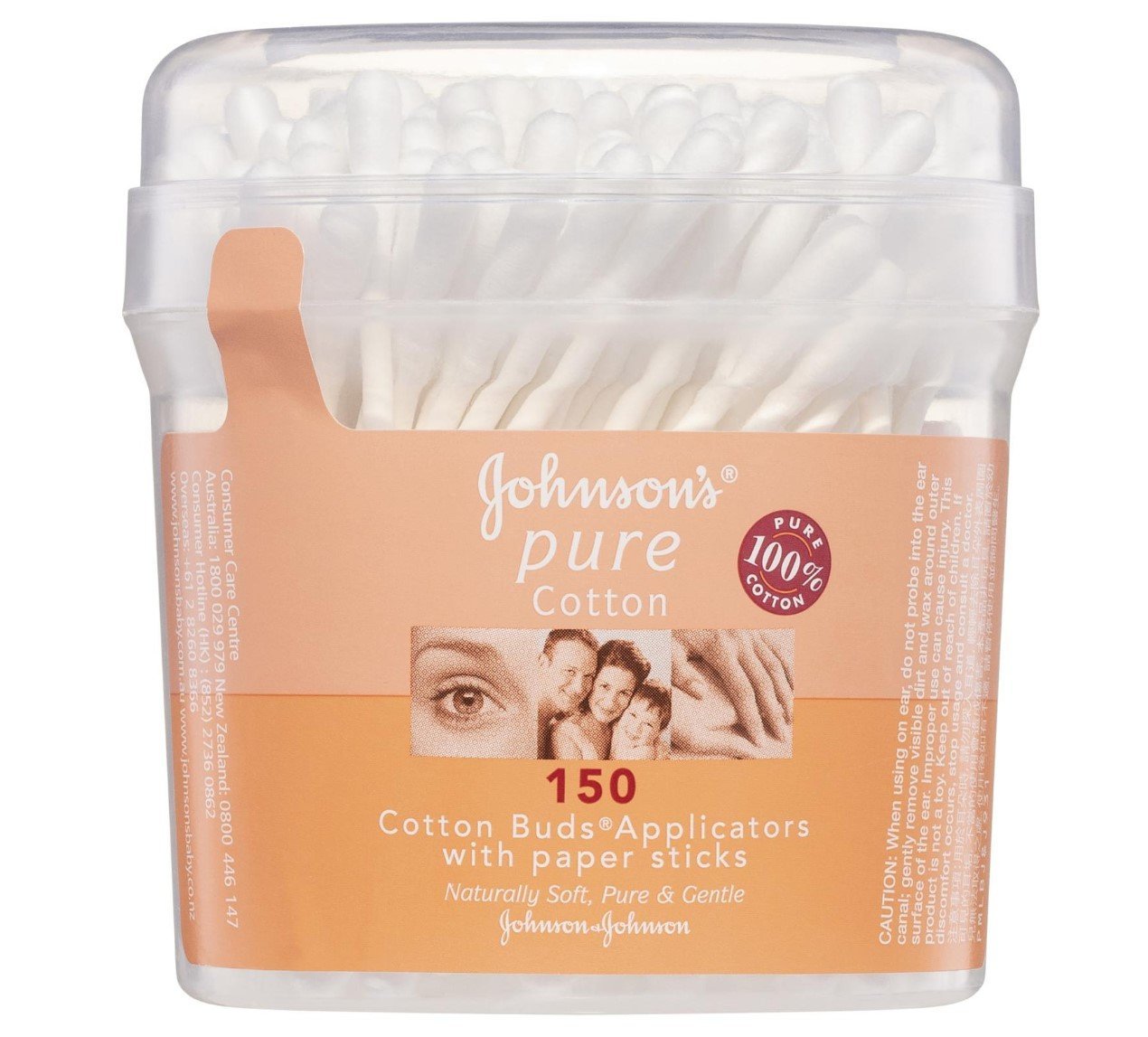 JOHNSON & JOHNSON J21533038 Cotton Buds Paper Stems Canister of 150