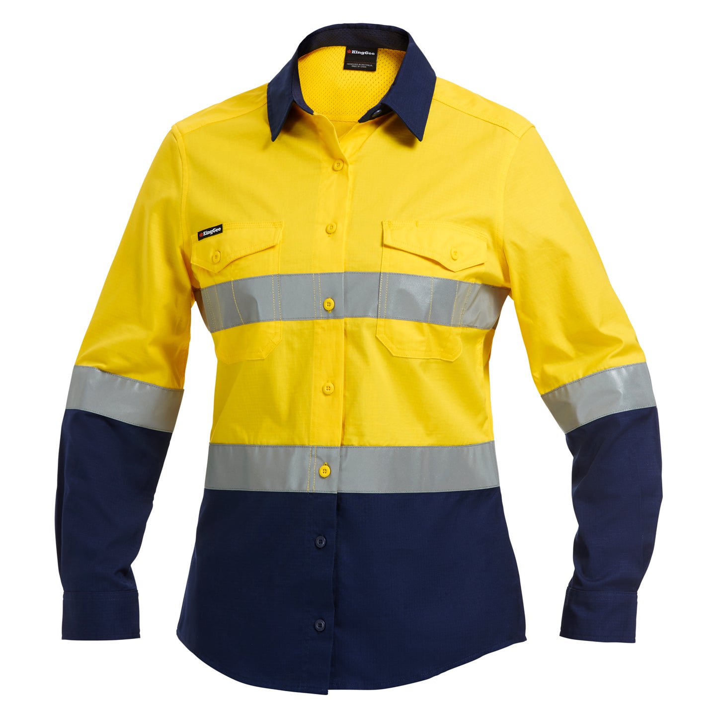 King Gee K44544 Women's Workcool 2 Hi-Vis Lightweight Reflective Work Shirt