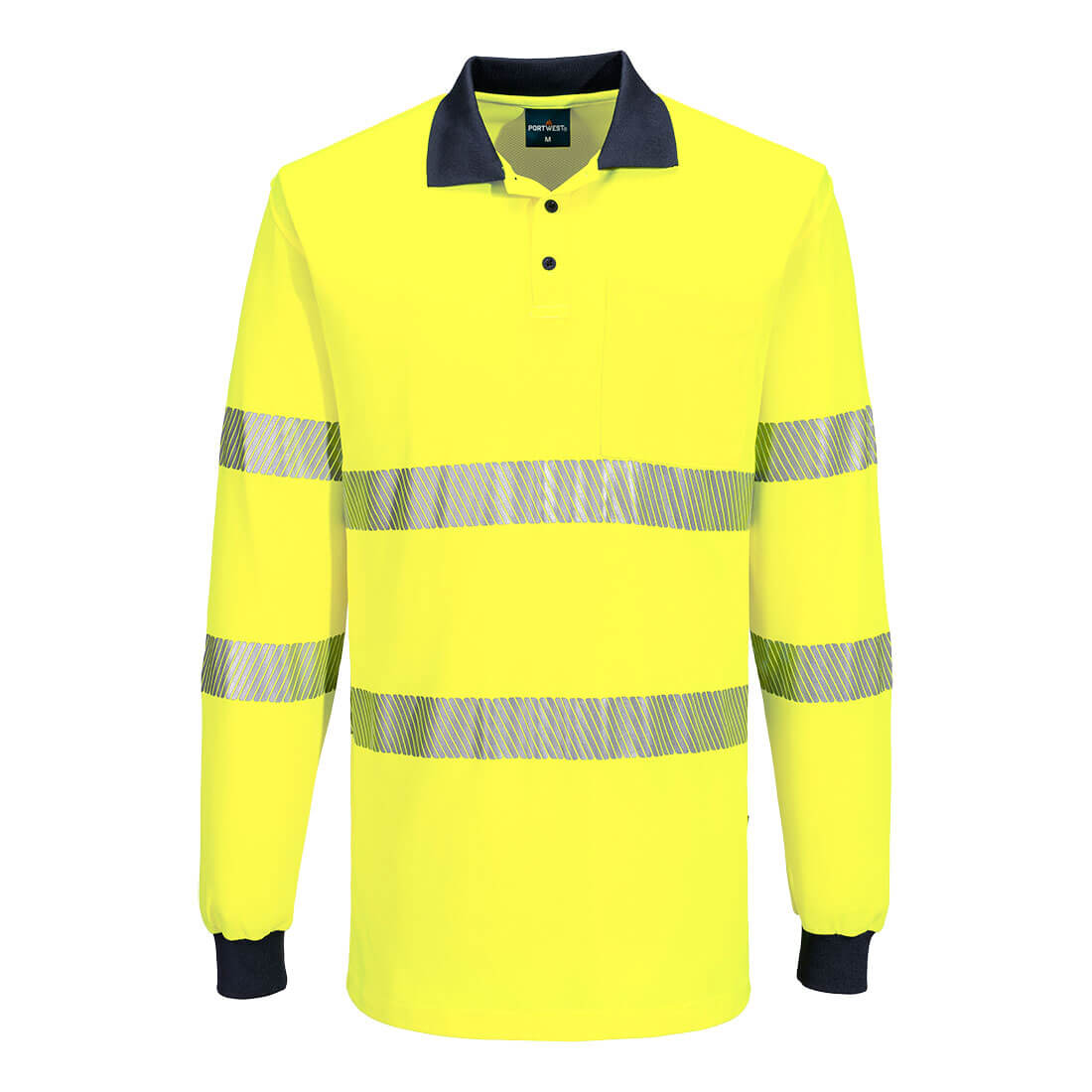 Portwest Hi-Vis Cotton Comfort Polo Shirt L/S in Yellow