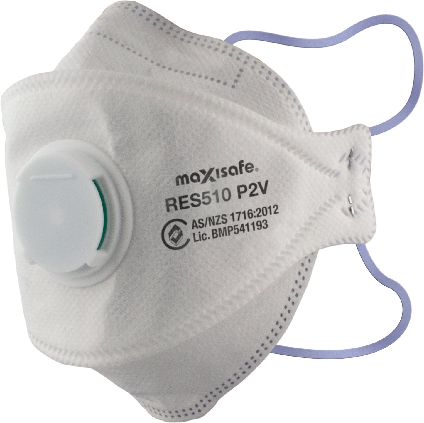 Maxisafe RES510 P2 3-Panel Flat fold Respirator with valve, box 20