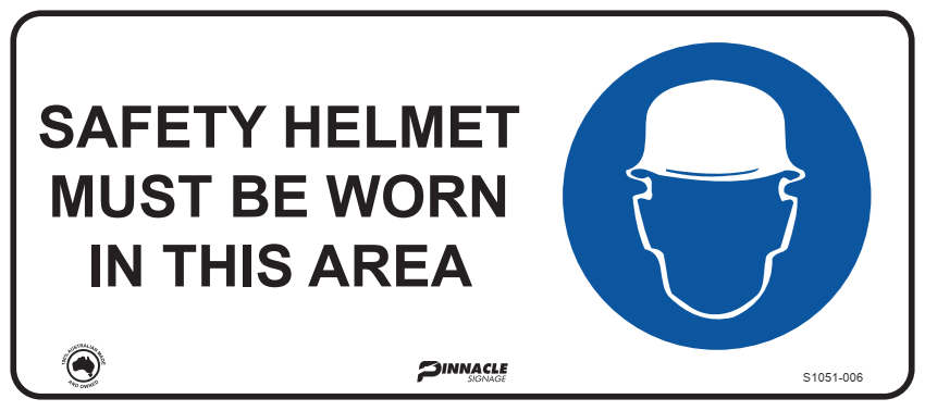 Max Global Products S1051 Safety Helmet Must Be Worn In This Area Sign