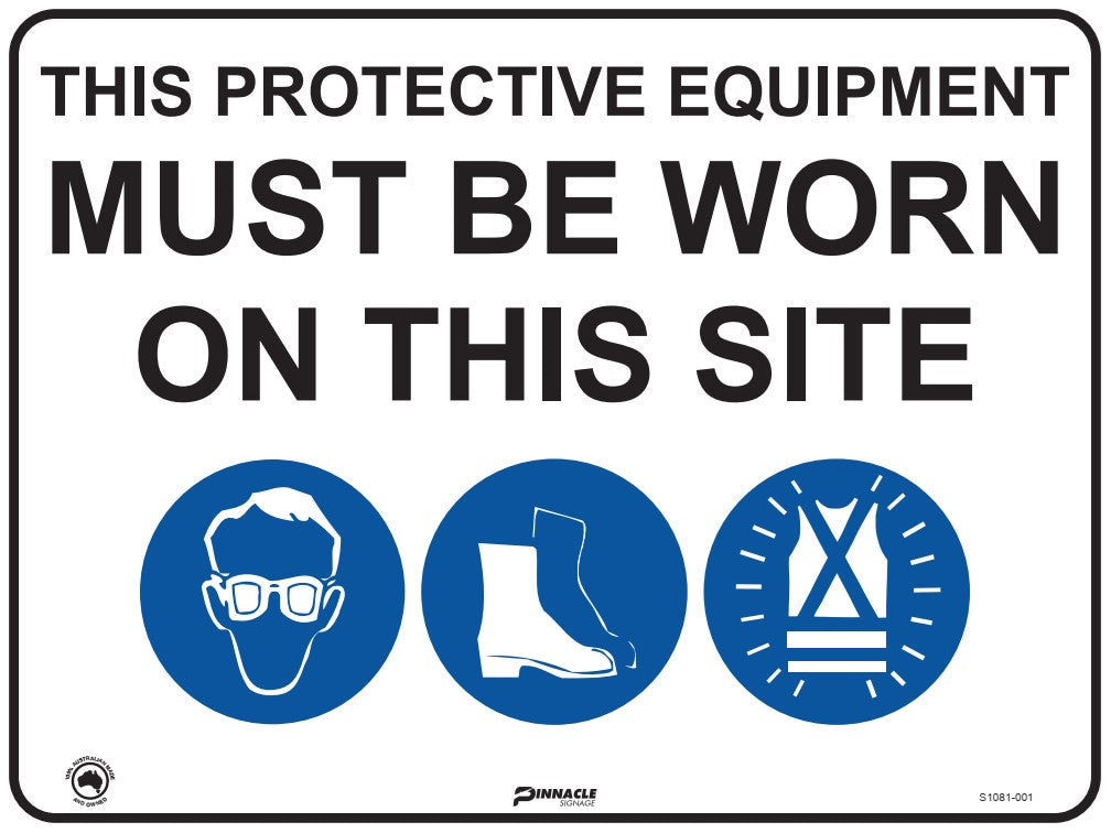 Max Global Products S1081 Combination Mandatory Sign, On This Site, Eye, Footwear, Hi Vis