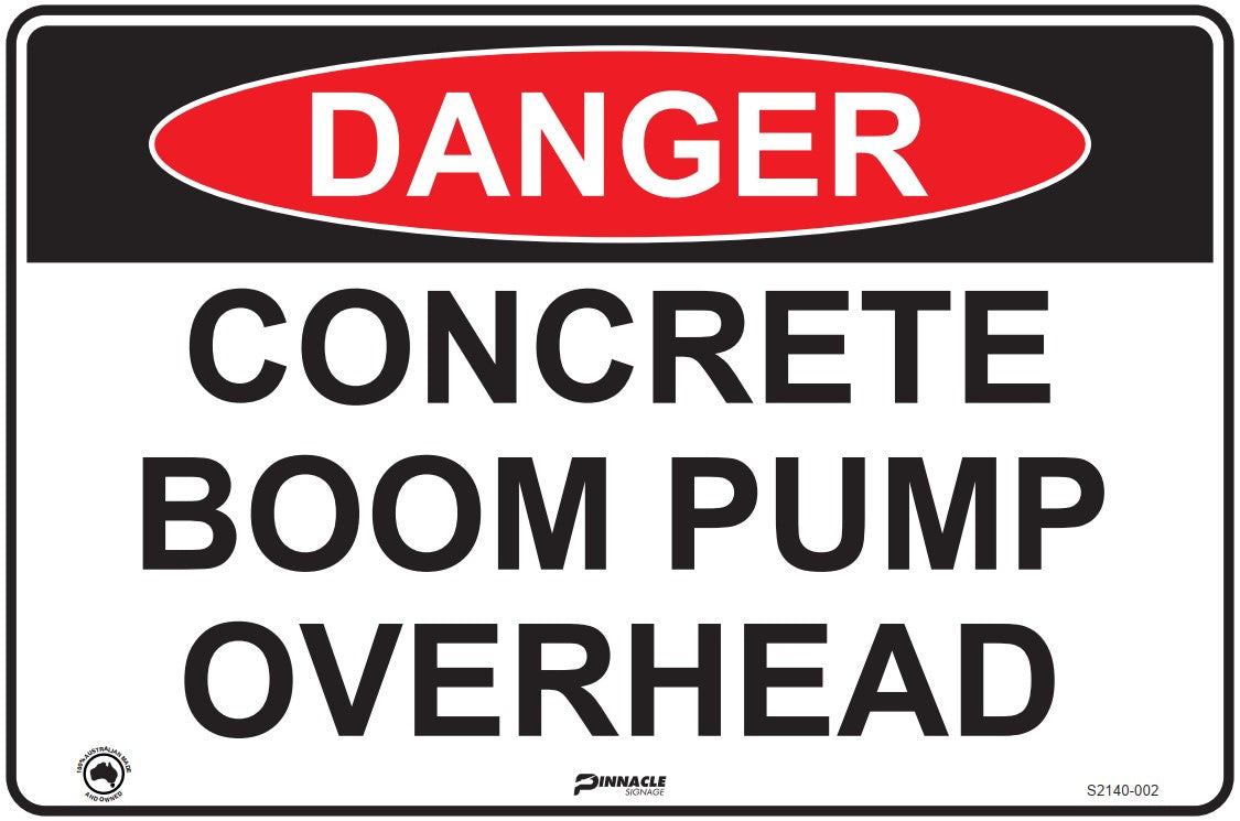 Max Global Products S2140 Danger Concrete Boom Pump Overhead Sign