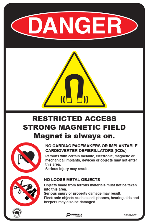 Max Global Products S2167 Danger Restricted Access Strong Magnetic Field Sign