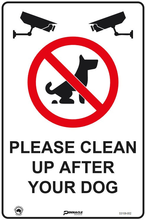 Max Global Products S3108 Please Clean Up After Your Dog (With Camera Pictos) Sign